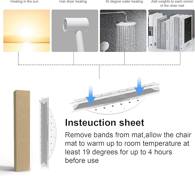 Heavy Duty Office Chair Mat for Carpet 45"x54" PVC Material Chair Mat for Carpeted Floor Slip Resistant Carpet Protector for Home Office Easy Glide Desk Floor Mat for Office Chair on Carpets(Clear)