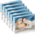 TWING 6 PACK Acrylic Picture Frame 5 x 7 Inch Acrylic Photo Frame,Horizontal Magnet Lucite Double Sided Frames, 10+10MM Clear Picture Frame Ideal Gifts