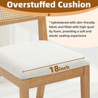 Westice Rattan Dining Chairs Set of 4, Farmhouse Natural Dining Room Chairs with Upholstered Cushion, Wood Armless Chairs for Kitchen/Restaurant