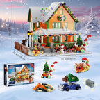 Christmas House Mini Building Set with Light, PLAXSOON 1961 PCS Holiday Snow Village Architecture Model Building Block with Santa Claus Sleigh, Xmas Display Toy Set for Adults Kids Boys Girls Ages 14+