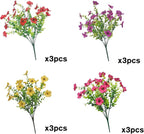 Artificial Outdoor Flowers 12 Bundles Faux Daisy Plants Look Real Spring Summer Decoration Assorted Silk Multicolor Floral Stems for Vibrant Patio Balcony Yard Decor Outside (Multi colour 2#)