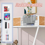 Bedside Caddy, Bed Organizer with 11 Pockets and Power Strip Holder,Versatile Bedside Storage Caddy for Home,Dorm,Bunk,Hospital,Crib Bed (Grey)