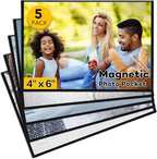 YixangDD 5 Pack Magnetic Picture Frame, 4 x 6 Inches Fridge Magnetic Photo Frames, Magnetic Photo Frames for Refrigerator, Home, School, Office (Black)