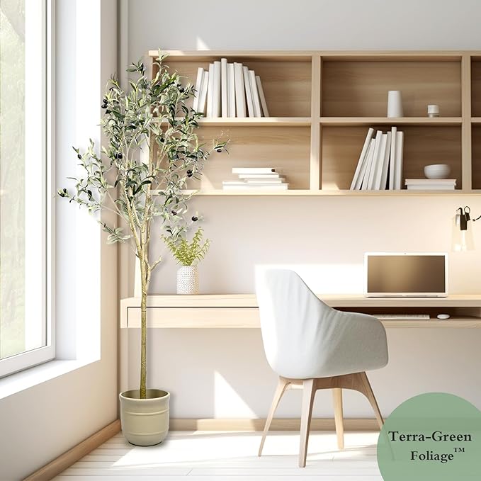 Artificial Olive Tree 6 ft Natural Olive Branches and Realistic Leaves for Modern Home Office Living Room Floor Decor 71 Inch