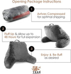 Nestl Reading Pillow for Kids, Small Bed Pillow, Back Pillow for Sitting in Bed, Memory Foam Chair Pillow, Reading & Bed Rest Pillows, Grey Back Pillow for Bed, Arm Pillow with Pockets