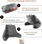 Nestl Reading Pillow Standard Bed Pillow, Back Pillow for Sitting in Bed Shredded Memory Foam Chair Pillow, Reading & Bed Rest Pillows Grey Back Pillow for Bed, Bed Chair Arm Pillow with Pockets