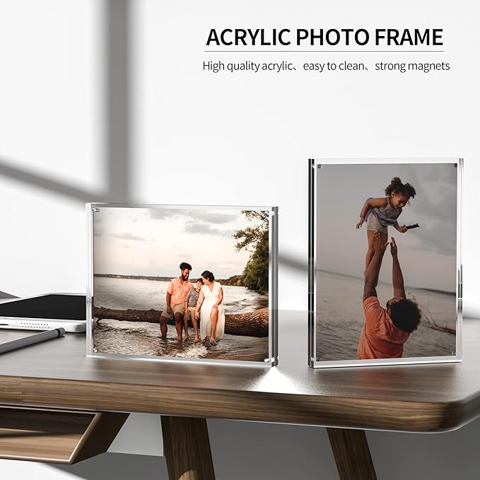 8.5''x11'' Picture Frame Acrylic Frame, Perspex Photo Frame for Wedding Pictures, Tabletop Freestanding Certification Frame 12mm + 12mm