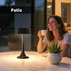 uuffoo Rechargeable Table Lamp, Outdoor Table lamp Cordless with Stepless Dimming & 3 Color Temperatures, Battery Operated Night Light for Patio, Bar, Restaurant, Home, Bedroom, Dining (Black)