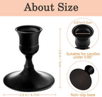 Vintage Black Taper Candle Holders, Set of 24, Metal Taper Candlestick Holder for Dinner Room Table Centerpiece, Wedding Reception, Festive,Mantel Decoration, Home Decor (Black 24, Set of 24)