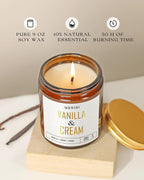 AOOVOO Vanilla Cream Candles - 9 oz Scented Candles, Aromatherapy Candle, Soy Candle for Home Scented