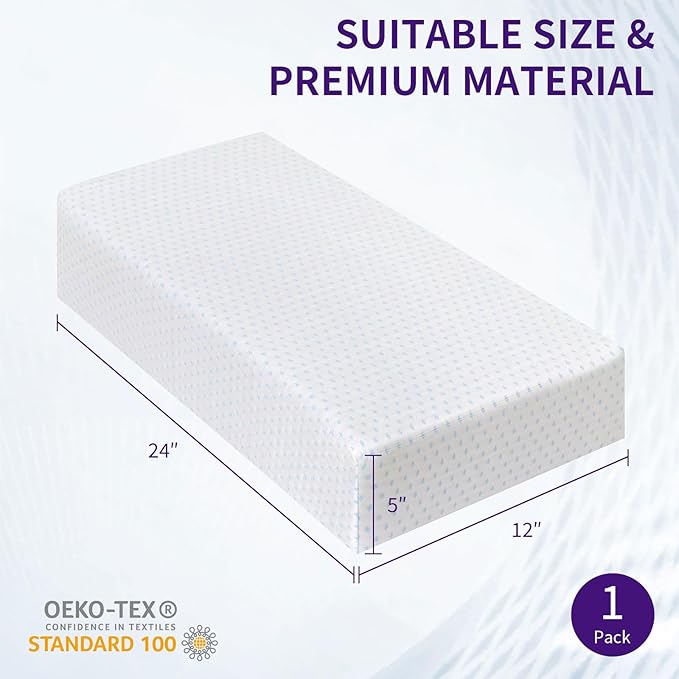 Mr.Ye Cooling Memory Foam Pillows 1 Pack Supportive Bed Pillows for Sleeping with Removable Pillow Cover for Back, Stomach or Side Sleepers, 24 x 12 x 5 Inches