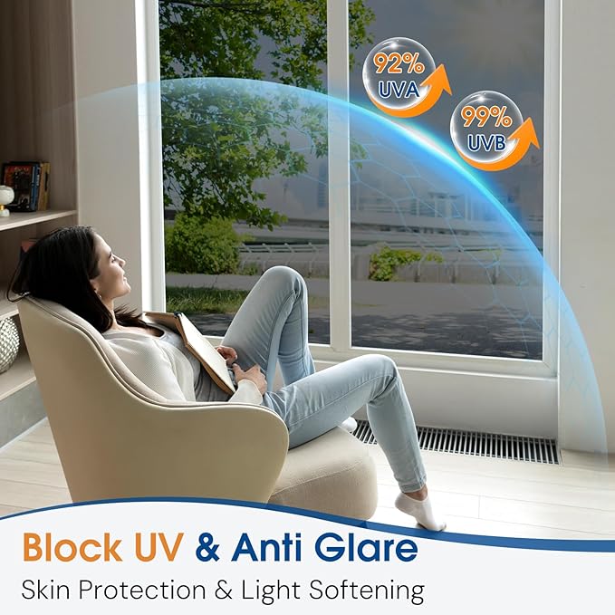 Homein One Way Privacy Window Film with Tool Window Tint for Home See Out Not in Heat Control Sun Blocking Mirror Reflective Anti UV Covering Static Cling No Glue Black-Sliver 17.5 x 157.4 inch