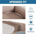 H.VERSAILTEX Velvet Stretch Individual Couch Cushion Cover Plush Cushion Slipcover for Loveseat Sofa Cushion Furniture Protector Seat Cushion Sofa Cover (1 Piece Sofa Cushion Cover, Taupe)