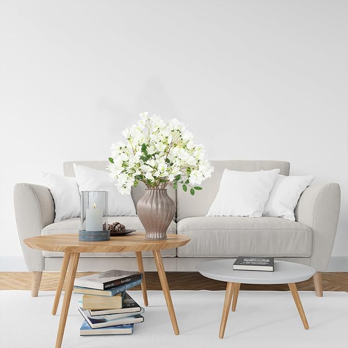 IPOPU 4Pcs Faux White Artificial Delphiniums, 24.8 Inch Long Stem Artificial Jacaranda Flowers for Tall Vases, Fake Delphiniums for Artificial Flower Arrangements, Home Party Decorations