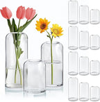 ComSaf Small Flower Vase Set of 15, Glass Bud Vases in Bulk, Clear Vases for Flower, Decor Centerpiece for Bathroom, Decorative Vases for House Warming, Valentines' Day, Mother's Day, Thanksgiving Day
