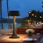 uuffoo Rechargeable Table Lamp, Outdoor Table lamp Cordless with Stepless Dimming & 3 Color Temperatures, Battery Operated Night Light for Patio, Bar, Restaurant, Home, Bedroom, Dining (Black)
