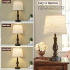 Table Lamps for Bedrooms Set of 2 - Touch Bedside Lamps with USB C+A Ports - 3 Way Dimmable Nightstand Lamps for End Tables Farmhouse Night Stand Lamps for Living Room Bed Side Guest Room