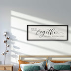 And So Together They Built A Life They Loved Framed Wood Farmhouse Sign - 32'X12' Master Bedroom Above Bed Wall Art for Love Sign Decor (Black)