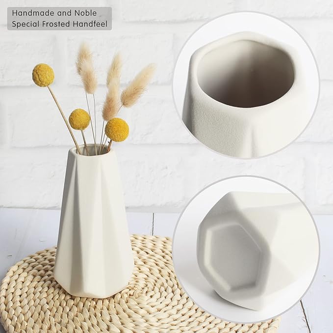 YANLING Modern White Vase for Flowers Set of 6, White Ceramic Vases for Pampas Grass Small Boho Vases for Home Decor, Minimalism Style for Modern Table Shelf 6 Inch