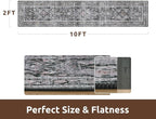 AMOAMI-2X10 Runner Rug-Washable Runners for Hallways-Soft Non Slip Bedside Rugs for Bedroom-Vintage Long Rug for Hallways Entryway Laundry Room Stair Kitchen Bathroom Dark Grey & Black