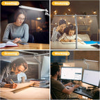 LED Desk Lamp for Home Office, Eye Caring Architect Desk Light with Remote, Dual Screen Computer Monitor Light with Stepless Dimming, Stepless Color Temp, Memory Function for Study, Workbench Grey