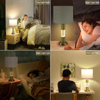 Serteaw Touch Control Table Lamp Set of 2 - Gold Crystal Nightstand Lamps with USB Ports, Stepless Dimming Mode, Stylish Side Lamp for Bedroom and Living Room, Energy-Efficient LED Bulb Included