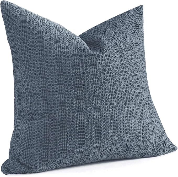 1pc 26x26 Pillow Cover Decorative Euro Sham Cotton Boho Throw Pillow Covers Large Square Pillowcase for Couch Bed, Blue Grey