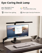 LED Desk Lamp for Home Office with Base, Dimmable Eye-Caring Computer Light with Memory & Timer Functions, Flexible Gooseneck Touch Control Architect Desk Light for Reading, Study, Workbench (Black)