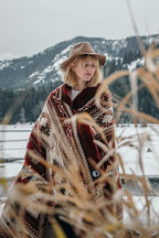 Inca Aztec Throw, Queen, King Blanket | Southwest Indian Navajo Boho Style | Native Cover for Camping, Bedding, Couch, Vanlife | Faux Alpaca, Lightweight, Hypoallergenic (Vinincunca Maroon, King)