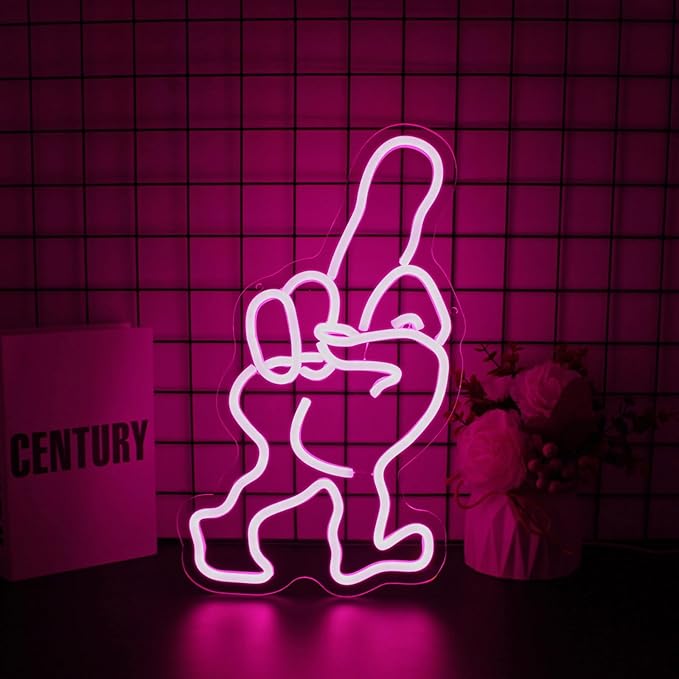 Finger Neon Sign Led Neon Lights Neon Signs for Wall Decor Light Up Sign for Birthday Party Club Gift