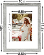 Vittanly 9x12 Picture Frames Set of 9, Shatter Resistant Plexiglass, Display 6x8 Pictures with Mat or 9x12 without Mat, Photo Frames for Wall or Tabletop, Engineered Wood, Grey