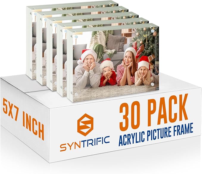 SYNTRIFIC 30 PACK Magnetic Picture Frame,5X7 Acrylic Frame Double Sided Picture Frame,20mm Thickness Magnetic Premium Acrylic Picture Frames Gifts Ideal