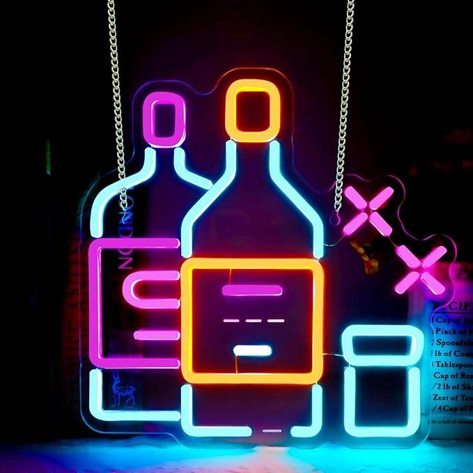 Beer Neon Sign for Wall, Dimmable LED Bar Sign with USB, Acrylic Light for Man Cave, Pub, Restaurant, Store, or Home Decor