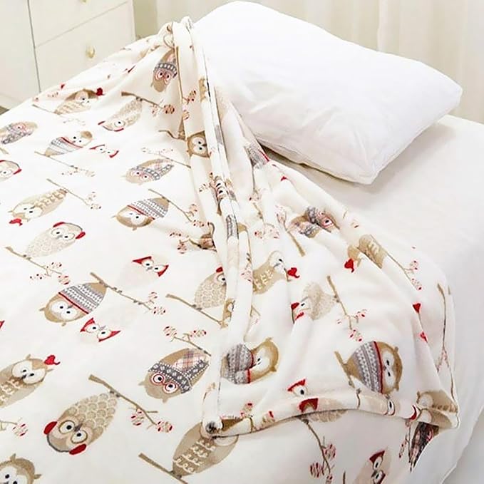 UKELER Owl Sherpa Fleece Blanket Queen Size 80''×90''- Ultra Soft Cozy Flannel Blanket for Bed/Couch/Sofa/Office/Camping, Great Gift for Women's Day,Mother's Day,Father's Day,Thanksgiving,Christmas