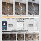 8-Light Led Chandelier, Gold Crystal Modern Led Chandelier for Dining Room, Luxury Enterway Led Dimmable Pendant Lights Fixture with Remote Control Flush Mount