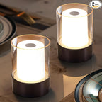 LED 4" Mini Cordless Table Lamp 2 Pack, Outdoor Waterproof Lamp, Rechargeable Battery Operated Lamp, Portable Touch Night Light for Dining Room, Camping, Nursery, Baby, Bar, Party (Black)