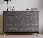 Grey Dresser for Bedroom, 6 Drawer Wood Dresser with Modern Storage Organizer, Wide Chest of Drawers for Clothes, Closet, Living Room