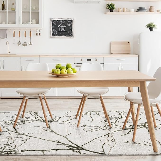 LUXE WEAVERS Modern Abstract Nature Cream Green 5x7 Area Rug, Non-Shedding Carpet