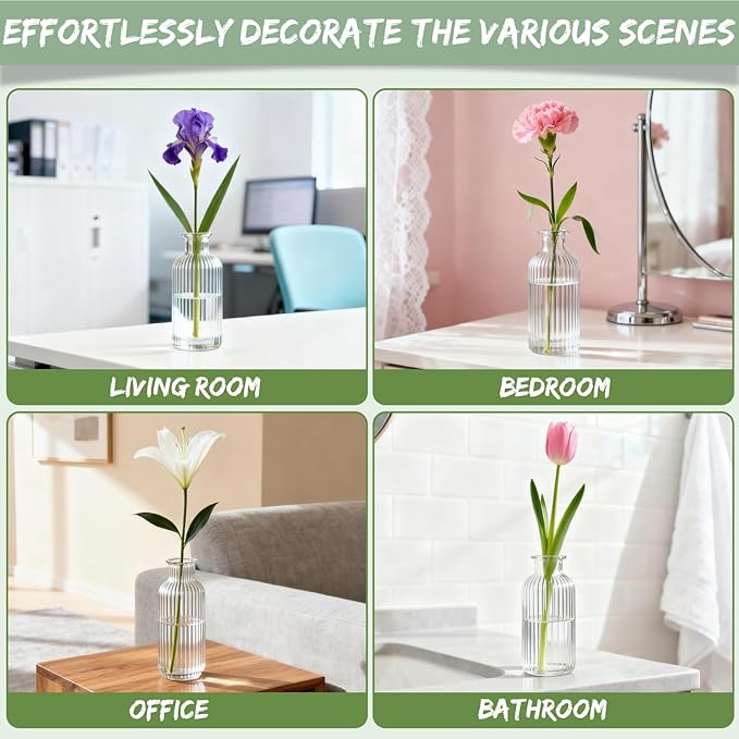 10PCS Creative Floating Floral Arrangement Holder, 2025 Innovative Floating Flower Display Stand, Clear Acrylic Floating Flower Bowl Stem Holder, Modern Floating Vase Pedestal Stand (Small)