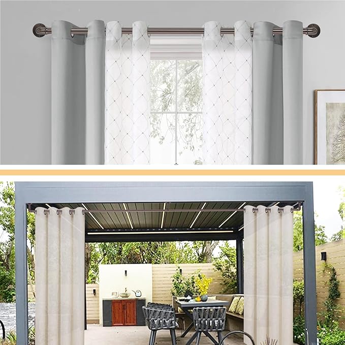 Industrial Curtain Rods 18 to 120 in,Wrap Around Rods, Adjustable Curtain Pole,1 in Diameter Pipe Wall or Ceiling Mounted,for Living Room(Brushed Crimson Black18” to 120”)