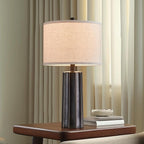 RORIANO Set of 2 Vintage Table Lamps for Bedroom Living Room, 24'' Traditional Farmhouse Resin Desk Lamps Rustic Modern Nightstand Bedside Lamps for Home Office Entryway, 2 Bulbs Included (Black)