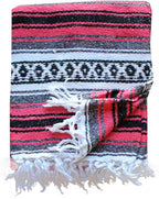 Del Mex Classic Mexican Blanket, Large Authentic Woven Falsa Throw (70"x50"), Artisan Southwest Décor for Beach, Yoga, Outdoors (Salmon)