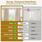 Curtain Rod 2 Pack 32-88 Inch, Heavy Duty 1 Inch Curtain Rod, Black Long Adjustable Window Treatment Rods, Modern Design, Easy Installation