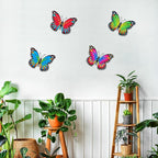 Oraytteo Metal Butterfly Wall Decor, 4pcs Butterflies Wall Art Hanging Sculptures for Outdoor Indoor Fence Patio Yard Tree Garden Home Decorations, Housewarming Gift for Mom Friends