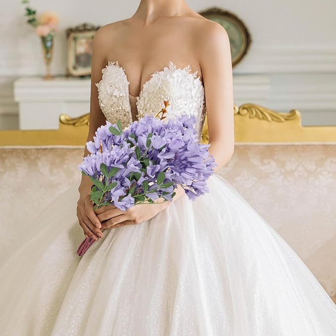 IPOPU 4Pcs Faux Light Purple Artificial Delphiniums, 24.8 Inch Long Stem Artificial Jacaranda Flowers for Tall Vases, Fake Delphiniums for Artificial Flower Arrangements, Home Party Decorations