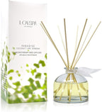LOVSPA Reed Diffuser Set, Paradise Coconut Lime Verbena Scented Oil Diffuser with Sticks, Home Fragrance Accessories for Bathroom Shelf Decor, Aroma Diffusers for Home or Office Desk, USA Made