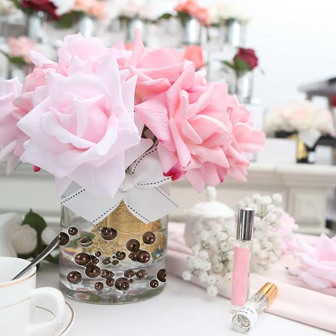 Dark Brown Vase Filler | 150PCS Pearls Bead for Centerpieces Vases | 8/14/20 mm No Hole Beads, Fake Pearls for Wedding Birthday Theme Party Table Centerpieces Decor