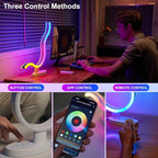 Transformable Smart RGB+IC Modern Table Lamp, Sync Music Color Changing Table Light for Game, Parties, Ring-Shaped Night Light for Home Decor with APP & Remote Control