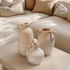 Sunddo Terracotta Rustic Vase with Handle, 10 inch Ceramic Vase, Farmhouse Pottery, Vintage Vases, Centerpiece Table Decorations for Living Room,Shelf Home Decor