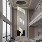 Modern Large Crystal Chandelier for High Ceiling LED Dimmable Chandelier Lighting for Foyer Hallway Staircase 36-Light Black
